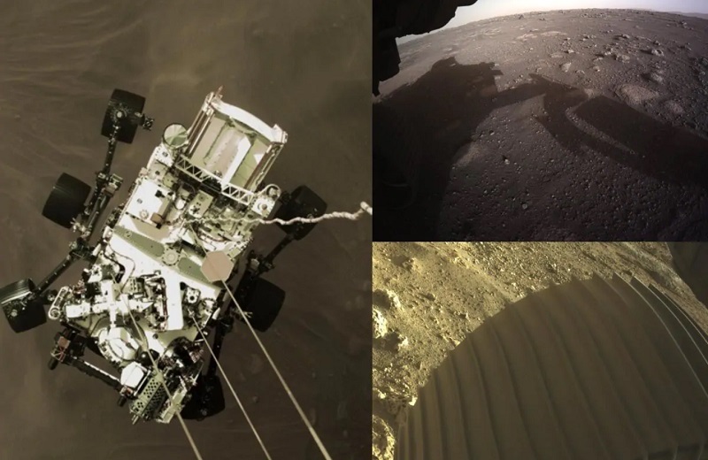Pierwsze zdjęcia powierzchni Marsa, wykonane przez sondę i łazik Perseverance. Fotografia: india.com.