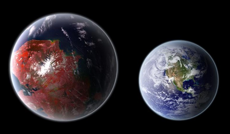 Kepler 442b a Ziemia - porównanie rozmiarów (wizualizacja). / Fot.: room.eu.com.