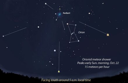 Dziś w nocy podziwiamy deszcz Orionidów. Kulminacja spadających gwiazd w październiku 2023
